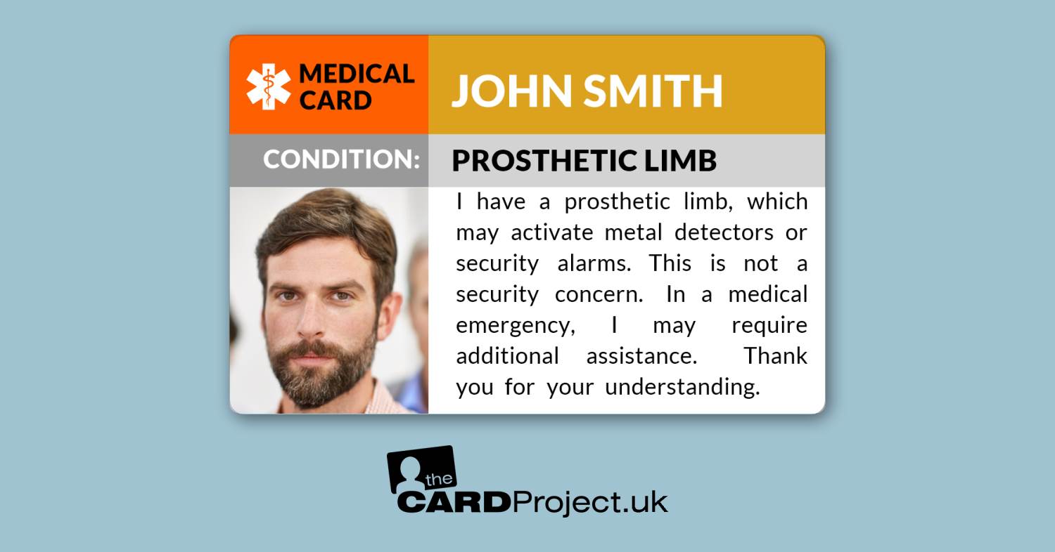 Prosthetic Limb Photo Medical Card (FRONT)